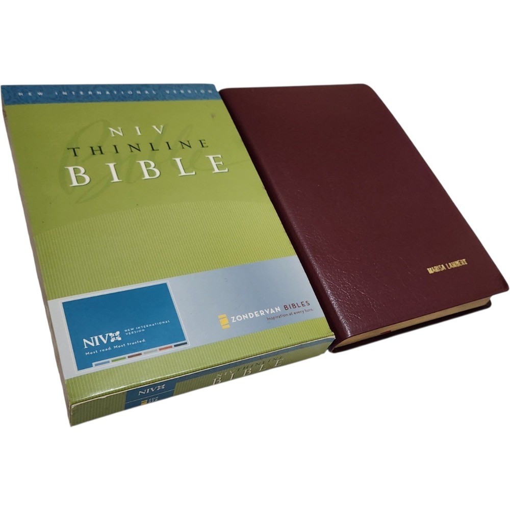 Zondervan NIV Thinline Bible 2005 Burgundy Bonded Leather Gold Edges Red Letter